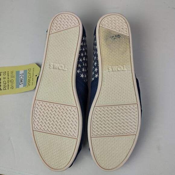 Toms Classic Americana Navy Canvas Stars Flats Size 10W - Picture 3 of 8